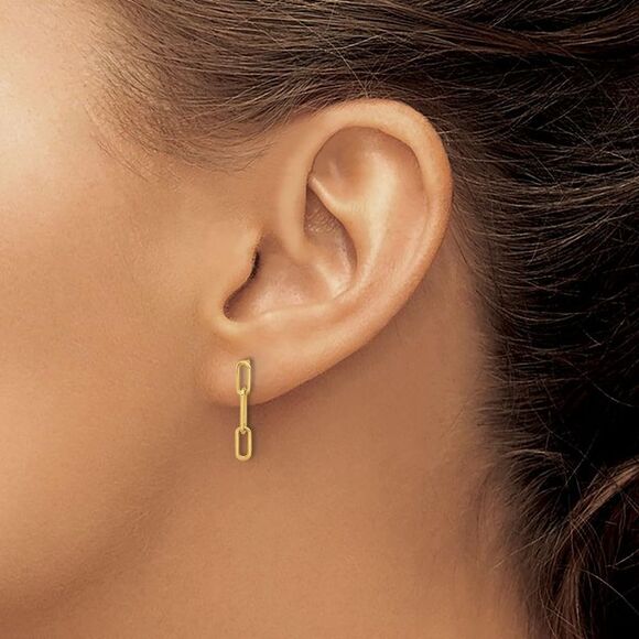 Kazi Luxury 14k Yellow Gold Polished Open Link Post Dangle Earrings